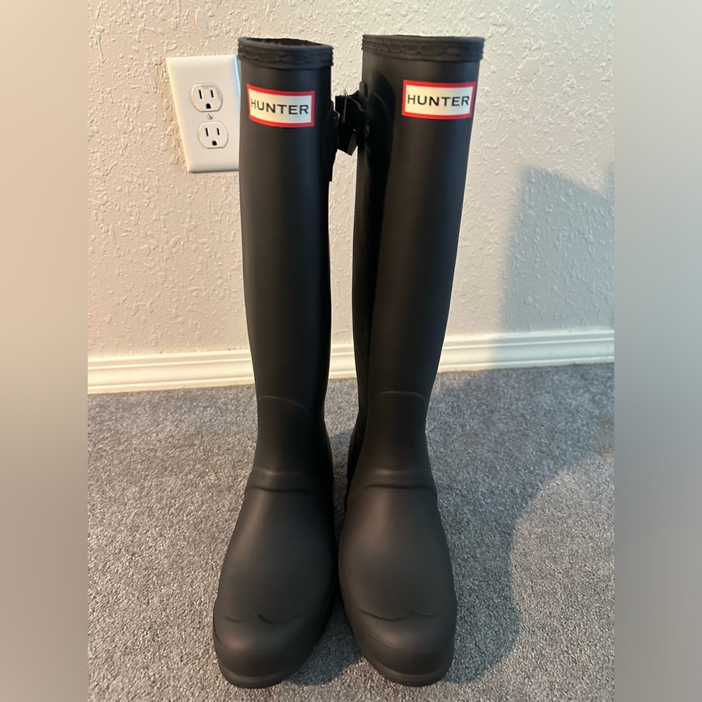 Hunter Original Wellington Tall Rain Boots Matte Black Sz 9